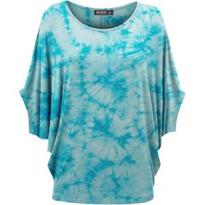 imageLock and Love Womens Solid Scoop Neck Short Sleeve Loose Blouse Batwing Dolman Top OversizeWt1096aqua