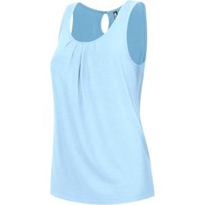 imageLock and Love Womens Summer Sleeveless Pleated Back Closure Casual Tank TopsWt2315aqua