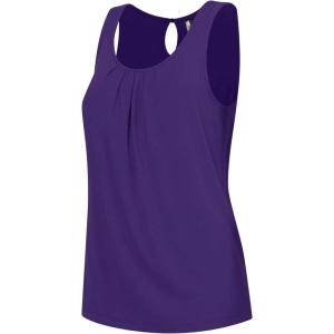 imageLock and Love Womens Summer Sleeveless Pleated Back Closure Casual Tank TopsWt2315darkpurple