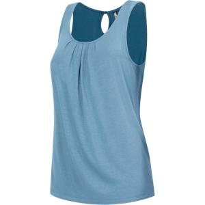 imageLock and Love Womens Summer Sleeveless Pleated Back Closure Casual Tank TopsWt2315denim
