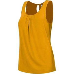 imageLock and Love Womens Summer Sleeveless Pleated Back Closure Casual Tank TopsWt2315mustard