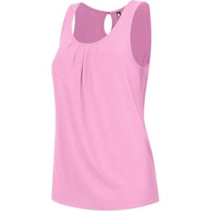 imageLock and Love Womens Summer Sleeveless Pleated Back Closure Casual Tank TopsWt2315pink