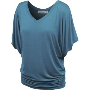 imageLock and Love Womens Versatile Casual Short Sleeve Dolman Top  Loose Fit Boat Neck ampamp VNeck TShirtBlue