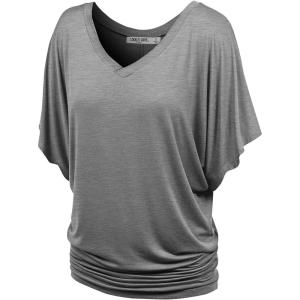 imageLock and Love Womens Versatile Casual Short Sleeve Dolman Top  Loose Fit Boat Neck ampamp VNeck TShirtWt1038hdg
