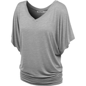 imageLock and Love Womens Versatile Casual Short Sleeve Dolman Top  Loose Fit Boat Neck ampamp VNeck TShirtWt1038heathergrey