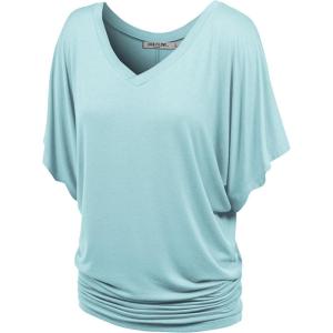 imageLock and Love Womens Versatile Casual Short Sleeve Dolman Top  Loose Fit Boat Neck ampamp VNeck TShirtWt1038lightblue