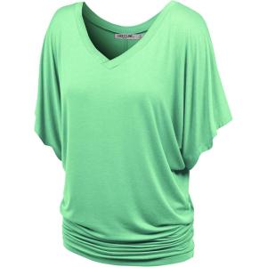 imageLock and Love Womens Versatile Casual Short Sleeve Dolman Top  Loose Fit Boat Neck ampamp VNeck TShirtWt1038mint