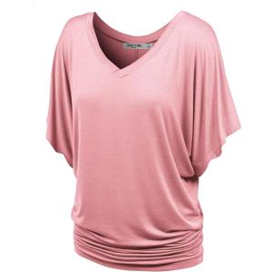 imageLock and Love Womens Versatile Casual Short Sleeve Dolman Top  Loose Fit Boat Neck ampamp VNeck TShirtWt1038pink