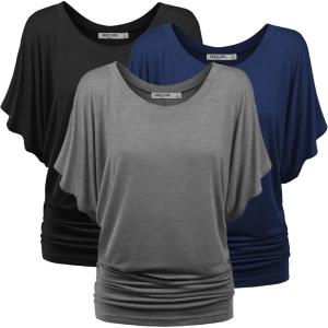 imageLock and Love Womens Versatile Casual Short Sleeve Dolman Top  Loose Fit Boat Neck ampamp VNeck TShirtWt742bcn