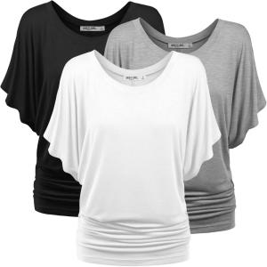 imageLock and Love Womens Versatile Casual Short Sleeve Dolman Top  Loose Fit Boat Neck ampamp VNeck TShirtWt742bgw
