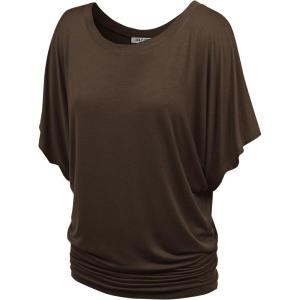 imageLock and Love Womens Versatile Casual Short Sleeve Dolman Top  Loose Fit Boat Neck ampamp VNeck TShirtWt742brown