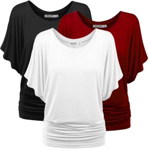imageLock and Love Womens Versatile Casual Short Sleeve Dolman Top  Loose Fit Boat Neck ampamp VNeck TShirtWt742bww