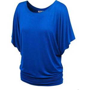 imageLock and Love Womens Versatile Casual Short Sleeve Dolman Top  Loose Fit Boat Neck ampamp VNeck TShirtWt742cobaltblue