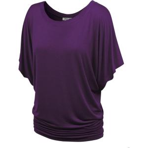 imageLock and Love Womens Versatile Casual Short Sleeve Dolman Top  Loose Fit Boat Neck ampamp VNeck TShirtWt742darkpurple