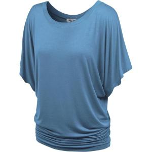 imageLock and Love Womens Versatile Casual Short Sleeve Dolman Top  Loose Fit Boat Neck ampamp VNeck TShirtWt742denim