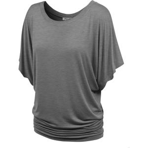 imageLock and Love Womens Versatile Casual Short Sleeve Dolman Top  Loose Fit Boat Neck ampamp VNeck TShirtWt742hdg
