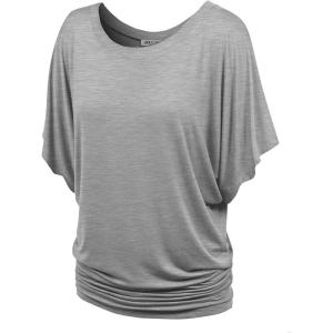 imageLock and Love Womens Versatile Casual Short Sleeve Dolman Top  Loose Fit Boat Neck ampamp VNeck TShirtWt742heathergrey