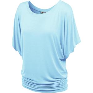 imageLock and Love Womens Versatile Casual Short Sleeve Dolman Top  Loose Fit Boat Neck ampamp VNeck TShirtWt742lightblue