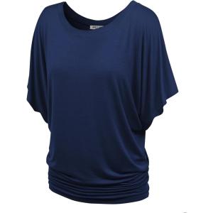 imageLock and Love Womens Versatile Casual Short Sleeve Dolman Top  Loose Fit Boat Neck ampamp VNeck TShirtWt742navy