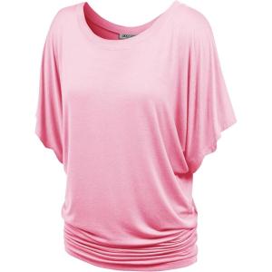 imageLock and Love Womens Versatile Casual Short Sleeve Dolman Top  Loose Fit Boat Neck ampamp VNeck TShirtWt742pink