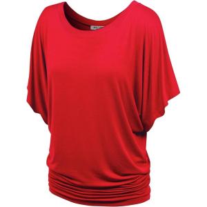 imageLock and Love Womens Versatile Casual Short Sleeve Dolman Top  Loose Fit Boat Neck ampamp VNeck TShirtWt742red
