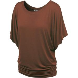 imageLock and Love Womens Versatile Casual Short Sleeve Dolman Top  Loose Fit Boat Neck ampamp VNeck TShirtWt742rust