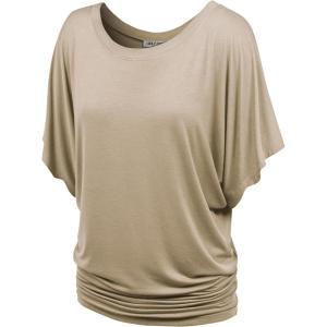 imageLock and Love Womens Versatile Casual Short Sleeve Dolman Top  Loose Fit Boat Neck ampamp VNeck TShirtWt742taupe