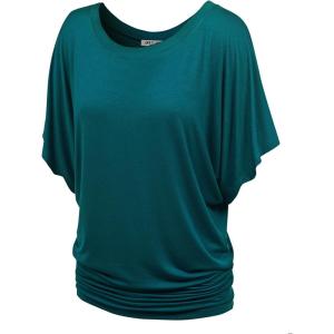 imageLock and Love Womens Versatile Casual Short Sleeve Dolman Top  Loose Fit Boat Neck ampamp VNeck TShirtWt742teal
