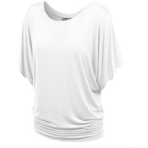 imageLock and Love Womens Versatile Casual Short Sleeve Dolman Top  Loose Fit Boat Neck ampamp VNeck TShirtWt742white