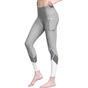 image:imageLock and Love Womens Yoga Pants Tummy Compression Colorblock 78 Mesh Leggings with Pocket and Inner Pocket